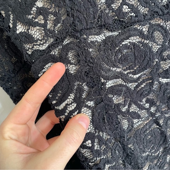 Alice + Olivia Mia Lace Maxi Dress Black See Through Deep Plunge V Neck Slit 4 - Picture 14 of 14